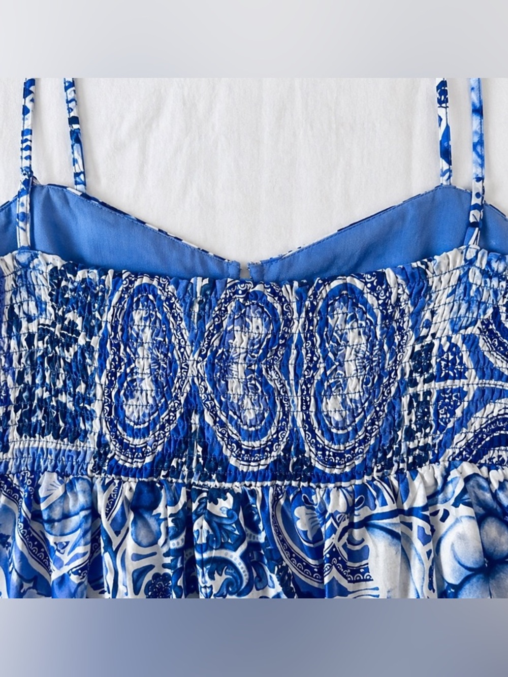 Caroline Constas Maxi Dress Blue Tile Tuckernuck 100% Cotton Medium - Picture 7 of 9